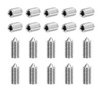 sourcing map 20Pcs Set Screws M6x12mm 304 Stainless Steel Cone Point Hex Socket Grub Screws for Machinery, Home Repairs, and Fixtures Silver