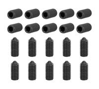sourcing map 20Pcs Set Screws M6x12mm Carbon Steel Cone Point Hex Socket Grub Screws for Machinery, Home Repairs, and Fixtures Black
