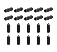 sourcing map 20Pcs Set Screws M8x20mm Carbon Steel Cone Point Hex Socket Grub Screws for Machinery, Home Repairs, and Fixtures Black