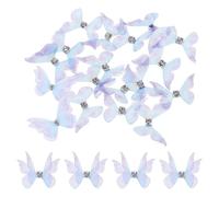 sourcing map 20Pcs Sheer Mesh Butterfly Appliques, 20mm Two Layers Butterflies with Gem Applique Patch DIY 3D Craft Ornament for Wedding Party Home Decor Clothes, Light Blue Purple