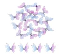 sourcing map 20Pcs Sheer Mesh Butterfly Appliques, 20mm Two Layers Butterflies with Gem Applique Patch DIY 3D Craft Ornament for Wedding Party Home Decor Clothes, Blue Pink