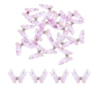 sourcing map 20Pcs Sheer Mesh Butterfly Appliques, 20mm Two Layers Butterflies with Gem Applique Patch DIY 3D Craft Ornament for Wedding Party Home Decor Clothes, Light Purple