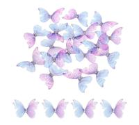 sourcing map 20Pcs Sheer Mesh Butterfly Appliques, 40mm Two Layers Butterflies with Gem Applique Patch DIY 3D Craft Ornament for Wedding Party Home Decor Clothes, Blue Pink