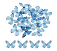 sourcing map 20Pcs Sheer Mesh Butterfly Appliques, 40mm Two Layers Butterflies with Gem Applique Patch DIY 3D Craft Ornament for Wedding Party Home Decor Clothes, Blue Black