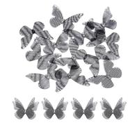sourcing map 20Pcs Sheer Mesh Butterfly Appliques, 40mm Two Layers Butterflies with Gem Applique Patch DIY 3D Craft Ornament for Wedding Party Home Decor Clothes, Black