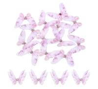 sourcing map 20Pcs Sheer Mesh Butterfly Appliques, 40mm Two Layers Butterflies with Gem Applique Patch DIY 3D Craft Ornament for Wedding Party Home Decor Clothes, Light Purple