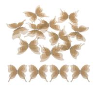 sourcing map 20Pcs Sheer Mesh Butterfly Appliques, 50mm Three Layers Butterflies with Gem Applique Patch DIY 3D Craft Ornament for Wedding Party Home Decor Clothes, Brown