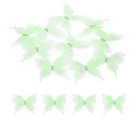 sourcing map 20Pcs Sheer Mesh Butterfly Appliques, 50mm Three Layers Butterflies with Gem Applique Patch DIY 3D Craft Ornament for Wedding Party Home Decor Clothes, Green