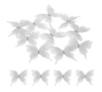 sourcing map 20Pcs Sheer Mesh Butterfly Appliques, 50mm Three Layers Butterflies with Gem Applique Patch DIY 3D Craft Ornament for Wedding Party Home Decor Clothes, Light Gray
