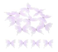 sourcing map 20Pcs Sheer Mesh Butterfly Appliques, 50mm Three Layers Butterflies with Gem Applique Patch DIY 3D Craft Ornament for Wedding Party Home Decor Clothes, Light Purple