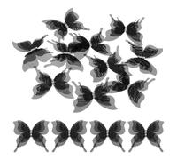 sourcing map 20Pcs Sheer Mesh Butterfly Appliques, 50mm Three Layers Butterflies with Gem Applique Patch DIY 3D Craft Ornament for Wedding Party Home Decor Clothes, Black