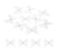 sourcing map 20Pcs Sheer Mesh Butterfly Appliques, 50mm Three Layers Butterflies with Gem Applique Patch DIY 3D Craft Ornament for Wedding Party Home Decor Clothes, White