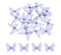 sourcing map 20Pcs Sheer Mesh Butterfly Appliques, 50mm Two Layers Butterflies with Gem Applique Patch DIY 3D Craft Ornament for Wedding Party Home Decor Clothes, Violet