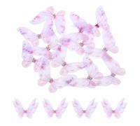 sourcing map 20Pcs Sheer Mesh Butterfly Appliques, 50mm Two Layers Butterflies with Gem Applique Patch DIY 3D Craft Ornament for Wedding Party Home Decor Clothes, Light Purple