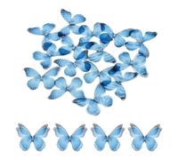 sourcing map 20Pcs Sheer Mesh Butterfly Appliques, 50mm Two Layers Butterflies with Gem Applique Patch DIY 3D Craft Ornament for Wedding Party Home Decor Clothes, Blue Black