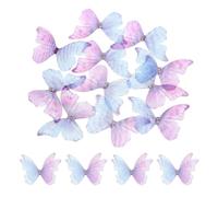 sourcing map 20Pcs Sheer Mesh Butterfly Appliques, 50mm Two Layers Butterflies with Gem Applique Patch DIY 3D Craft Ornament for Wedding Party Home Decor Clothes, Blue Pink