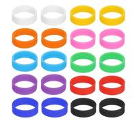 sourcing map 20Pcs Silicone Rubber Bands, 20x7mm Rubber Bands Rings Cable Ties Strong Elastic Bands for Cord Wrapping Bag Wraps, Red/Orange/Yellow/Green/Dark Blue/Blue/Purple/Black/White/Pink