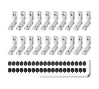sourcing map 20Pcs Silver 2020 Aluminum Extrusion L-Shape Interior Connectors, Inside Corner Bracket Joint Angle Hardware Connector with Screws Wrench for 20 Series Aluminum Extrusion Profile