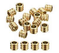 sourcing map 20Pcs Sleeve Column Beads, 4.5x5x3mm Crimp End Spacer for DIY Bracelet Making, Eyeglass Chain Rubber Fastener, Gold Tone