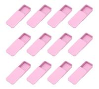 sourcing map 20Pcs Slide Top Tin Containers, Mini Metal Empty Tins Box with Sliding Lids, 2.4"x1.3"x0.4" Rectangular Storage Organizers for Lip Balm, Solid Perfume, Small Items, Light Pink