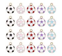sourcing map 20Pcs Soccer Charm 16.5x13mm Alloy Enamel Football Sports Charm Pendant Small Cute Bulk for Jewelry Making Keychain Necklace Bracelets DIY Accessories, Multicolored