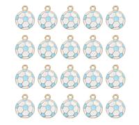 sourcing map 20Pcs Soccer Charm 16.5x13mm Alloy Enamel Football Sports Charm Pendant Small Cute Bulk for Jewelry Making Keychain Necklace Bracelets DIY Accessories, Light Blue