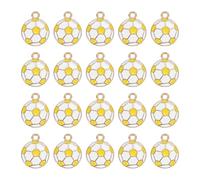 sourcing map 20Pcs Soccer Charm 16.5x13mm Alloy Enamel Football Sports Charm Pendant Small Cute Bulk for Jewelry Making Keychain Necklace Bracelets DIY Accessories, Yellow