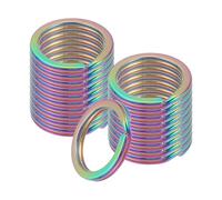 sourcing map 20pcs Split Keychain Rings, 20mm Round Flat Keyrings Stainless Steel Open Key Chain Ring Dog Tag Rings for DIY Keychain Craft Lanyard, 1.8mm Thick, Rainbow