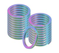 sourcing map 20pcs Split Keychain Rings, 20mm Round Flat Keyrings Stainless Steel Open Key Chain Ring Dog Tag Rings for DIY Keychain Craft Lanyard, 1.5mm Thick, Rainbow