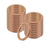 sourcing map 20pcs Split Keychain Rings, 25mm Round Flat Keyrings Stainless Steel Open Key Chain Ring Dog Tag Rings for DIY Keychain Craft Lanyard, 2mm Thick, Rose Gold