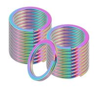 sourcing map 20pcs Split Keychain Rings, 25mm Round Flat Keyrings Stainless Steel Open Key Chain Ring Dog Tag Rings for DIY Keychain Craft Lanyard, 2mm Thick, Rainbow