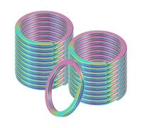 sourcing map 20pcs Split Keychain Rings, 25mm Round Flat Keyrings Stainless Steel Open Key Chain Ring Dog Tag Rings for DIY Keychain Craft Lanyard, 1.8mm Thick, Rainbow