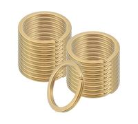 sourcing map 20pcs Split Keychain Rings, 25mm Round Flat Keyrings Stainless Steel Open Key Chain Ring Dog Tag Rings for DIY Keychain Craft Lanyard, 1.8mm Thick, Gold