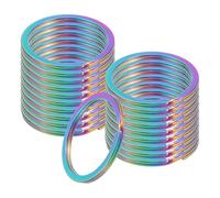 sourcing map 20pcs Split Keychain Rings, 30mm Round Flat Keyrings Stainless Steel Open Key Chain Ring Dog Tag Rings for DIY Keychain Craft Lanyard, 1.8mm Thick, Rainbow