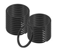 sourcing map 20pcs Split Keychain Rings, 35mm Round Flat Keyrings Stainless Steel Open Key Chain Ring Dog Tag Rings for DIY Keychain Craft Lanyard, 2mm Thick, Black