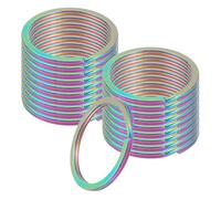sourcing map 20pcs Split Keychain Rings, 35mm Round Flat Keyrings Stainless Steel Open Key Chain Ring Dog Tag Rings for DIY Keychain Craft Lanyard, 2mm Thick, Rainbow