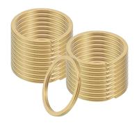 sourcing map 20pcs Split Keychain Rings, 35mm Round Flat Keyrings Stainless Steel Open Key Chain Ring Dog Tag Rings for DIY Keychain Craft Lanyard, 2mm Thick, Gold