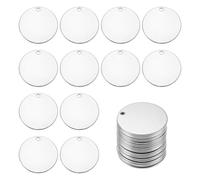 sourcing map 20Pcs Stainless Steel Blank Stamping Tag Engraved Stainless Steel Round Charm Pendant with Holes 25mm/1" for Pendant Bracelet Necklace Jewelry Making Earring