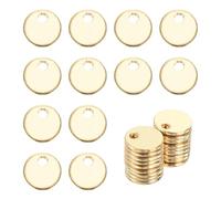 sourcing map 20Pcs Stainless Steel Blank Stamping Tag Engraved Stainless Steel Round Charm Pendant with Holes 6mm/0.24" Gold for Pendant Bracelet Necklace Jewelry Making Earring