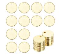 sourcing map 20Pcs Stainless Steel Blank Stamping Tag Engraved Stainless Steel Round Charm Pendant with Holes 8mm/0.31" Gold for Pendant Bracelet Necklace Jewelry Making Earring