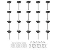 sourcing map 20pcs Star Clamping Knobs with Nuts Washers, M5 x 40mm Metric Zinc Plated Carbon Steel Male Thread 25mm 6-Star Plastic Head, Threaded Stud Hand Knobs Handles Thumb Screws, Black