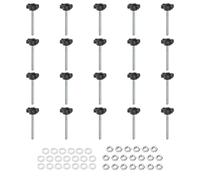 sourcing map 20pcs Star Clamping Knobs with Nuts Washers, M5 x 50mm Metric Zinc Plated Carbon Steel Male Thread 25mm 6-Star Plastic Head, Threaded Stud Hand Knobs Handles Thumb Screws, Black