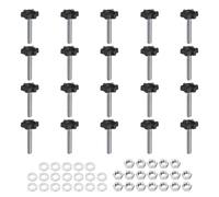 sourcing map 20pcs Star Clamping Knobs with Nuts Washers, M8 x 45mm Metric Zinc Plated Carbon Steel Male Thread 32mm 6-Star Plastic Head, Threaded Stud Hand Knobs Handles Thumb Screws, Black