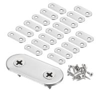 sourcing map 20pcs Straight Bracket 1.4" x 0.6" Stainless Steel Flat Fixing Brackets Mending Plate Corner Brace Connector with 40 Screws for Wood Board Bed Frame Furniture Shelves, Silver