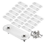 sourcing map 20pcs Straight Bracket 1.8" x 0.6" Stainless Steel Flat Fixing Brackets Mending Plate Corner Brace Connector with 40 Screws for Wood Board Bed Frame Furniture Shelves, Silver