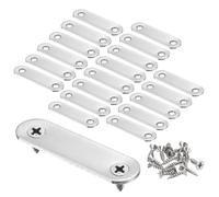 sourcing map 20pcs Straight Bracket 2.2" x 0.6" Stainless Steel Flat Fixing Brackets Mending Plate Corner Brace Connector with 40 Screws for Wood Board Bed Frame Furniture Shelves, Silver