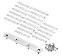 sourcing map 20pcs Straight Bracket 3.8" x 0.6" Stainless Steel Flat Fixing Brackets Mending Plate Corner Brace Connector with 80 Screws for Wood Board Bed Frame Furniture Shelves, Silver