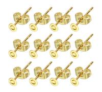 sourcing map 20Pcs Stud Earring Posts, 3mm Stainless Steel Flat Pad Ear Pin with Butterfly Earring Backs for Jewelry DIY Making Findings, Gold