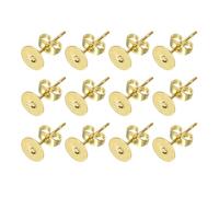 sourcing map 20Pcs Stud Earring Posts, 6mm Stainless Steel Flat Pad Ear Pin with Butterfly Earring Backs for Jewelry DIY Making Findings, Gold