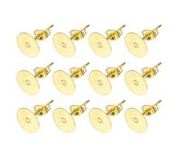 sourcing map 20Pcs Stud Earring Posts, 8mm Stainless Steel Flat Pad Ear Pin with Butterfly Earring Backs for Jewelry DIY Making Findings, Gold